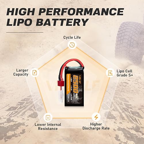 Miniatura 6 de 3S Lipo Batería 2500mAh 11.1V 80C Alta tasa de descarga Shorty Pack Baterías RC con Dean-Style T Fit para RC Avión FPV Quadcopter Helicóptero Drone