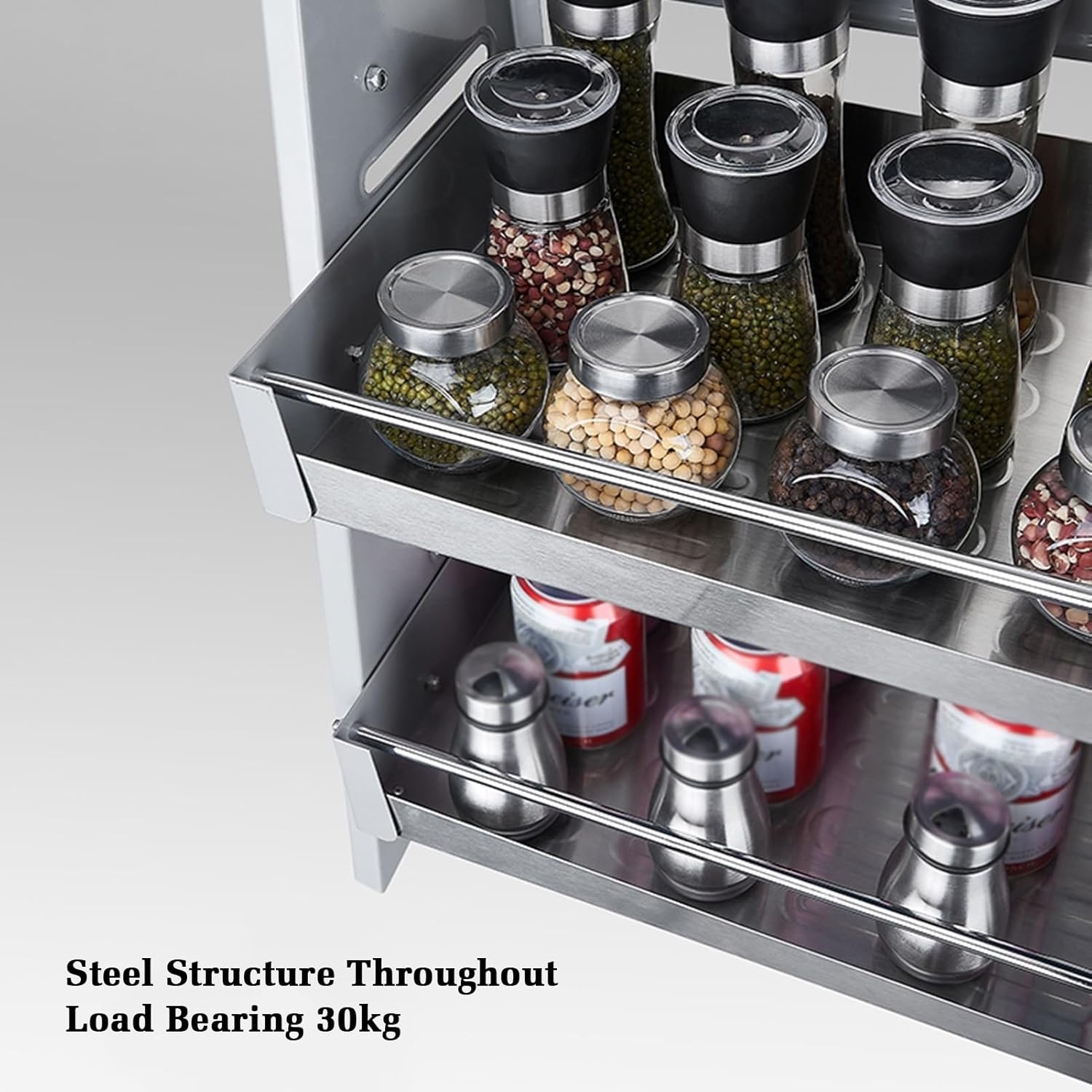 Cabinet Pull Down Shelf,Stainless Steel Storage Rack,Home Wall Cabinet Storage Lifting Basket,Space-Saving,30kg Weight-Bearing,for Kitchen Bar Cafe Storage,660-670mm