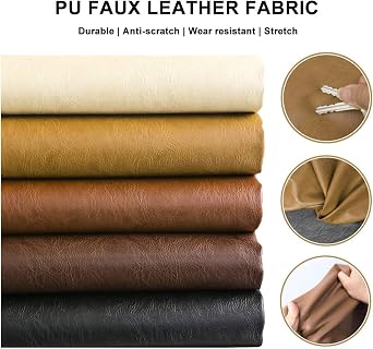 Synthetic Leather Fabric 140x100cm Antique Style Faux Leather Fabric for Arts and Crafts, Motorcycle Seat, Motorcycle Seat Repair, Upholstery, Leather Goods Making, DIY Sewing Color: 5 brown