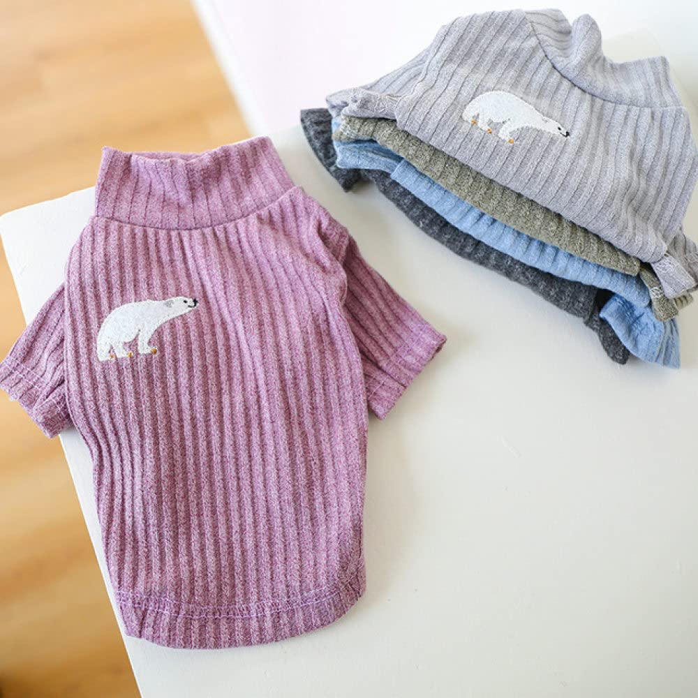 Ropa para Perros y Gatos, suéter cálido para Mascotas pequeñas, Camisa de poliéster, Ropa para bichón (Morado, L)