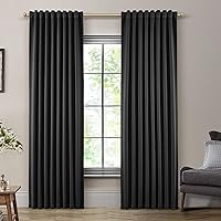 Vista 45 de SHINELAND Cortinas opacas de 102 pulgadas para sala de estar, cortinas opacas con pestaña trasera de 102 pulgadas de largo para dormitorio