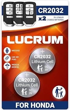 Lucrum Key Fob Battery Replacement for Honda 2013-2025 Accord, Civic, CRV, Clarity, Odyssey, Pilot - 2PCs CR2032 Batteries for Car Remote Key CR2023