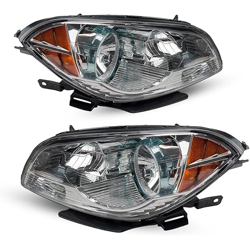 Torchbeam Headlight Assembly for 2008-2012 Chevy Malibu 4 Door Headlight Cover Replacement Chrome Housing Amber Reflector Clear Lens Headlights Pair