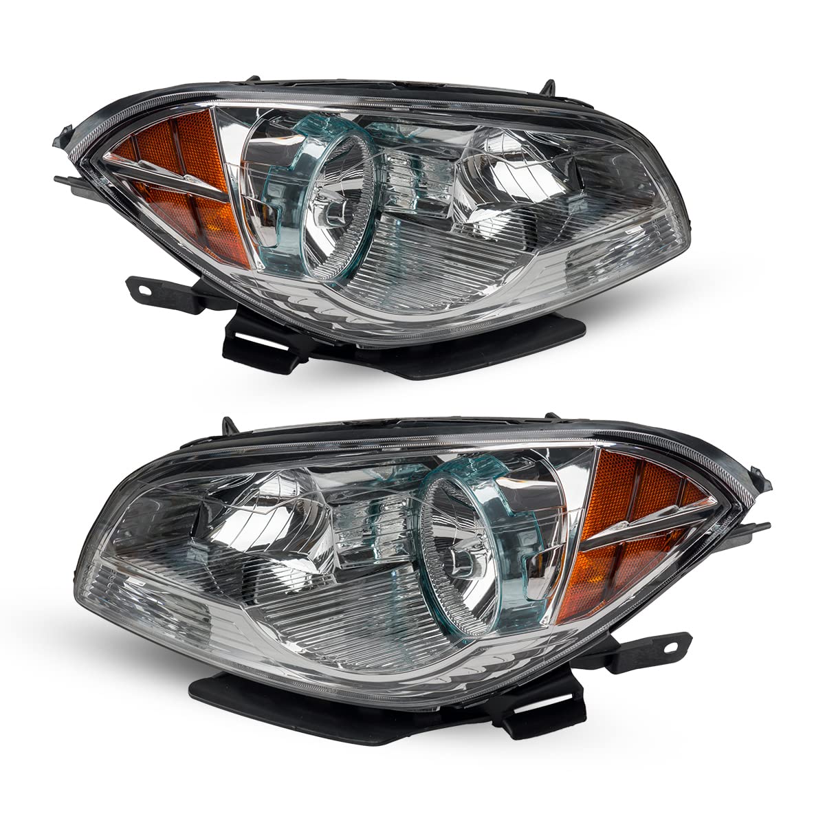 Torchbeam Headlight Assembly for 2008-2012 Chevy Malibu 4 Door Headlight Cover Replacement Chrome Housing Amber Reflector Clear Lens Headlights Pair