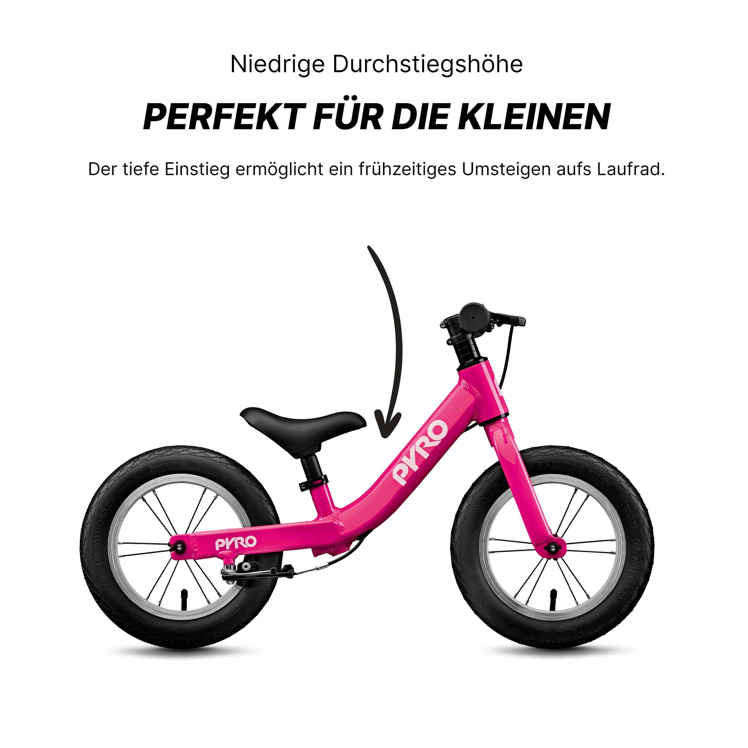PYRO BB Twelve - Laufrad (12 Zoll Balancebike für Kleinkinder ab 1,5 Jahren, Lenker & Sattel höhenverstellbar, Aluminium V-Bremsen)