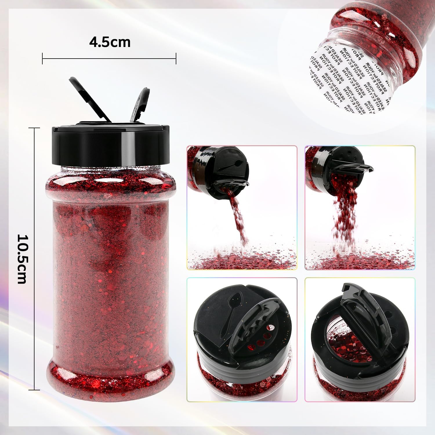 Burgundy Holographic Chunky Glitter, 6oz Craft Glitter Shaker, Cosmetic Grade Body Glitter Bulk for Resin, Nails, Makeup, DIY Crafts