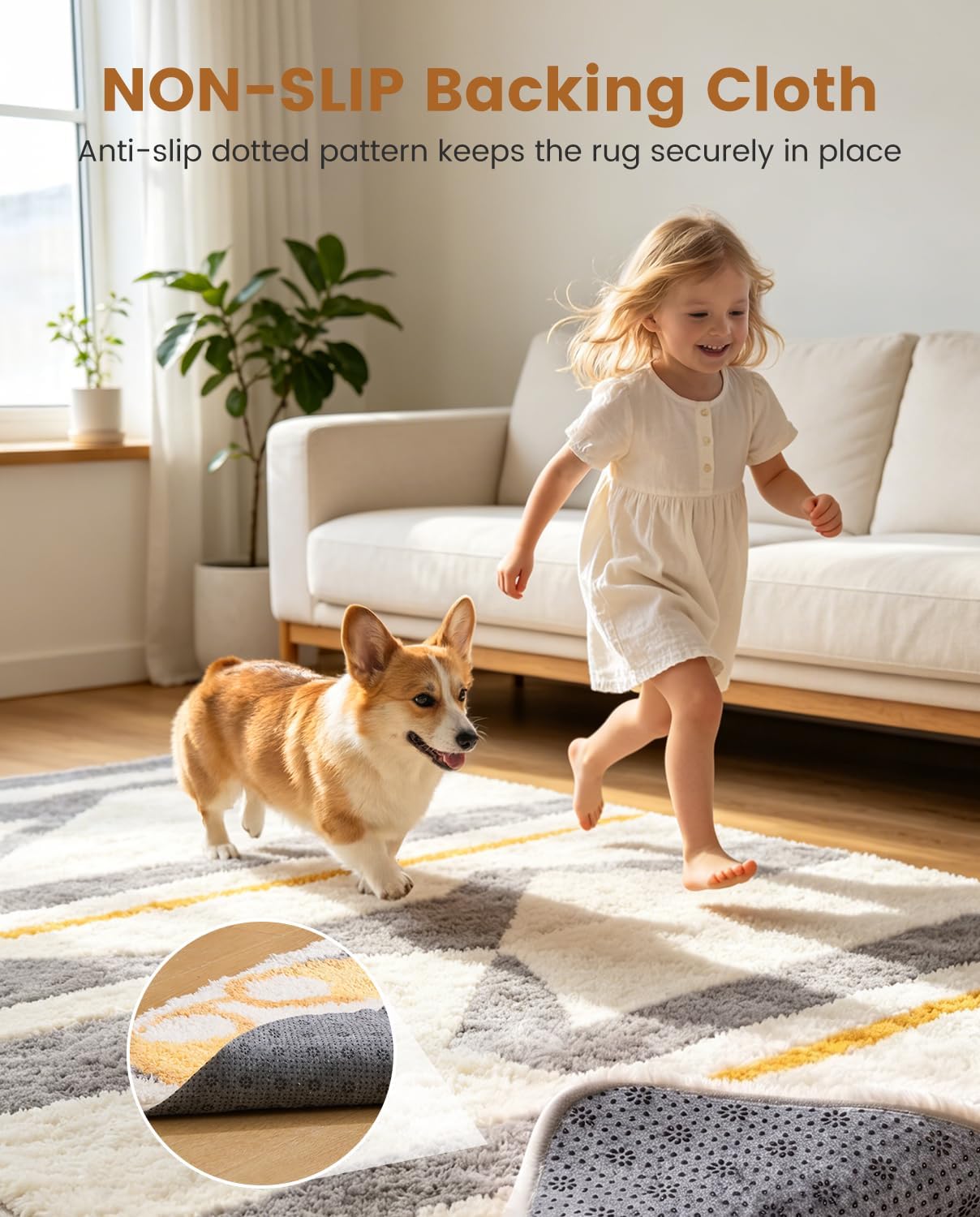 BESGEER 80 * 80 Inch Tufting Cloth with Yellow Marked Lines, 80x80 Inch Non-Slip Final Backing Cloth, Rug Tufting Kit Cloth for Tufting Gun, Punch Needle, Rug Hooking