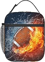 Vista 1 de Bolsa de almuerzo deportiva con pelota de fútbol americano para niños y niñas, reutilizable, aislada, portátil, para niños, escuela, hombres