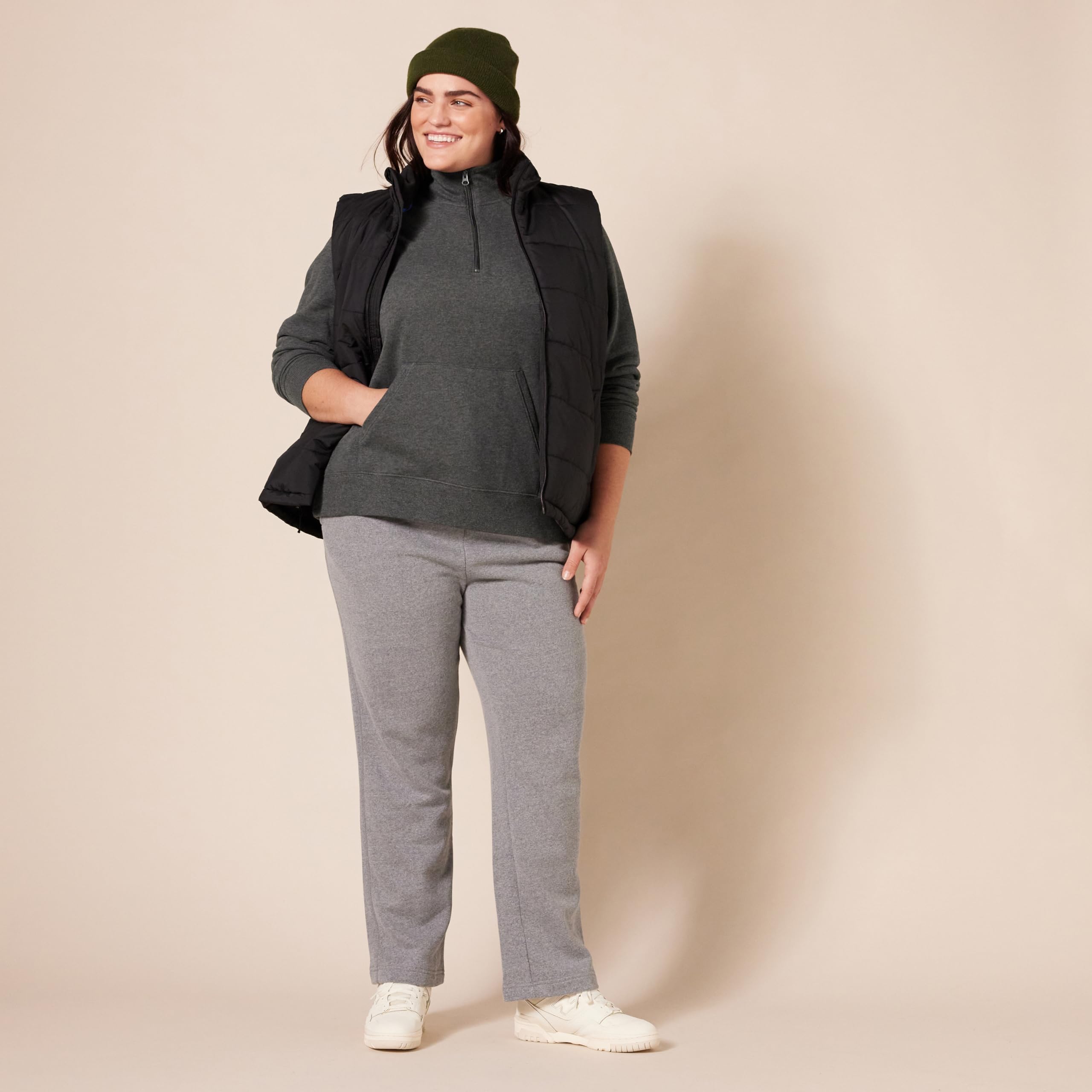 Amazon Essentials Jersey de Forro Polar de Manga Larga con Cremallera Corta (Disponible en Tallas Grandes) Mujer