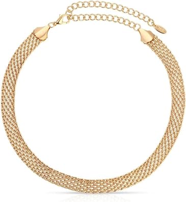 Ettika Choker Necklace For Women. Chokers, Mesh Link Necklace in18K Gold Plated. Jewelry, Gifts for Women