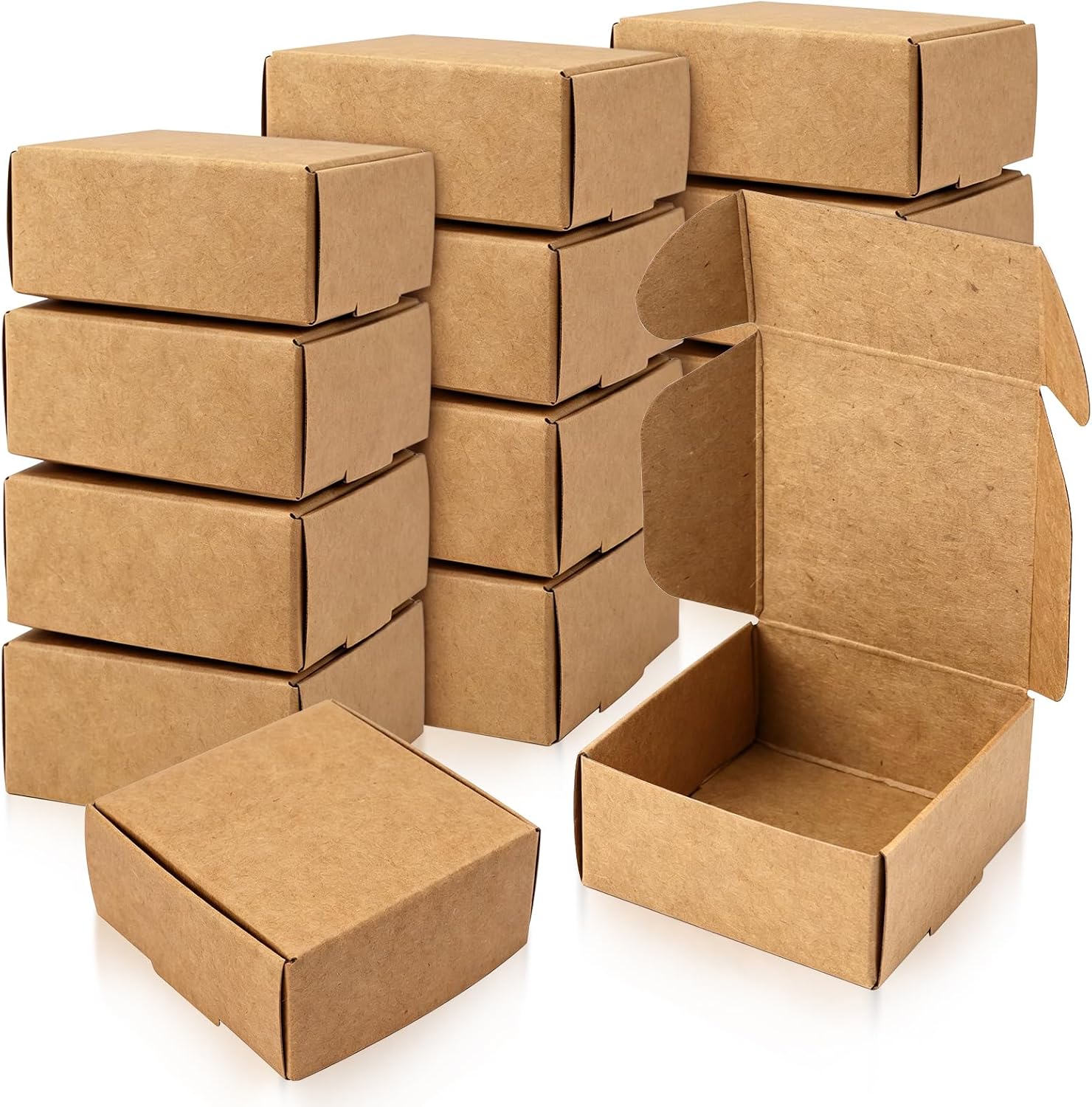 BadenBach 100 PCS Mini Gift Boxes,2.16 x 2.16 x 0.98,Small Cardboard Gift Boxes,Brown Paper Jewelry Box Homemade Soap Box for Shipping Small Business Art Crafts Party Favors