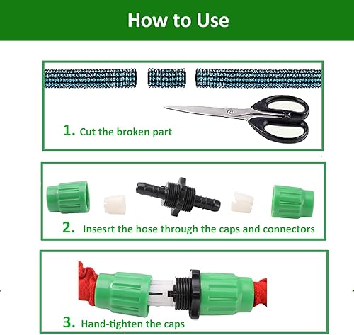 Miniatura 6 de Juego de 2 juegos de reparación de manguera de jardín expandible con manual de usuario (idioma español no garantizado), conectores hembra macho