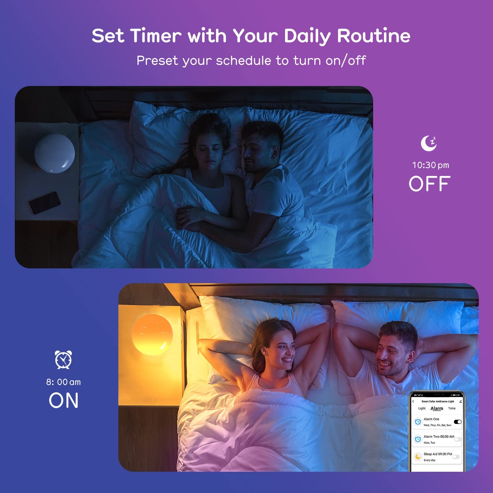 Luce Ambientale LED WiFi Smart - Controllo App, sincronizzazione con Musica, Controllo vocale, Funzione di temporizzazione, Lampada da Comodino, Luce d'atmosfera per Tavolo da Pranzo