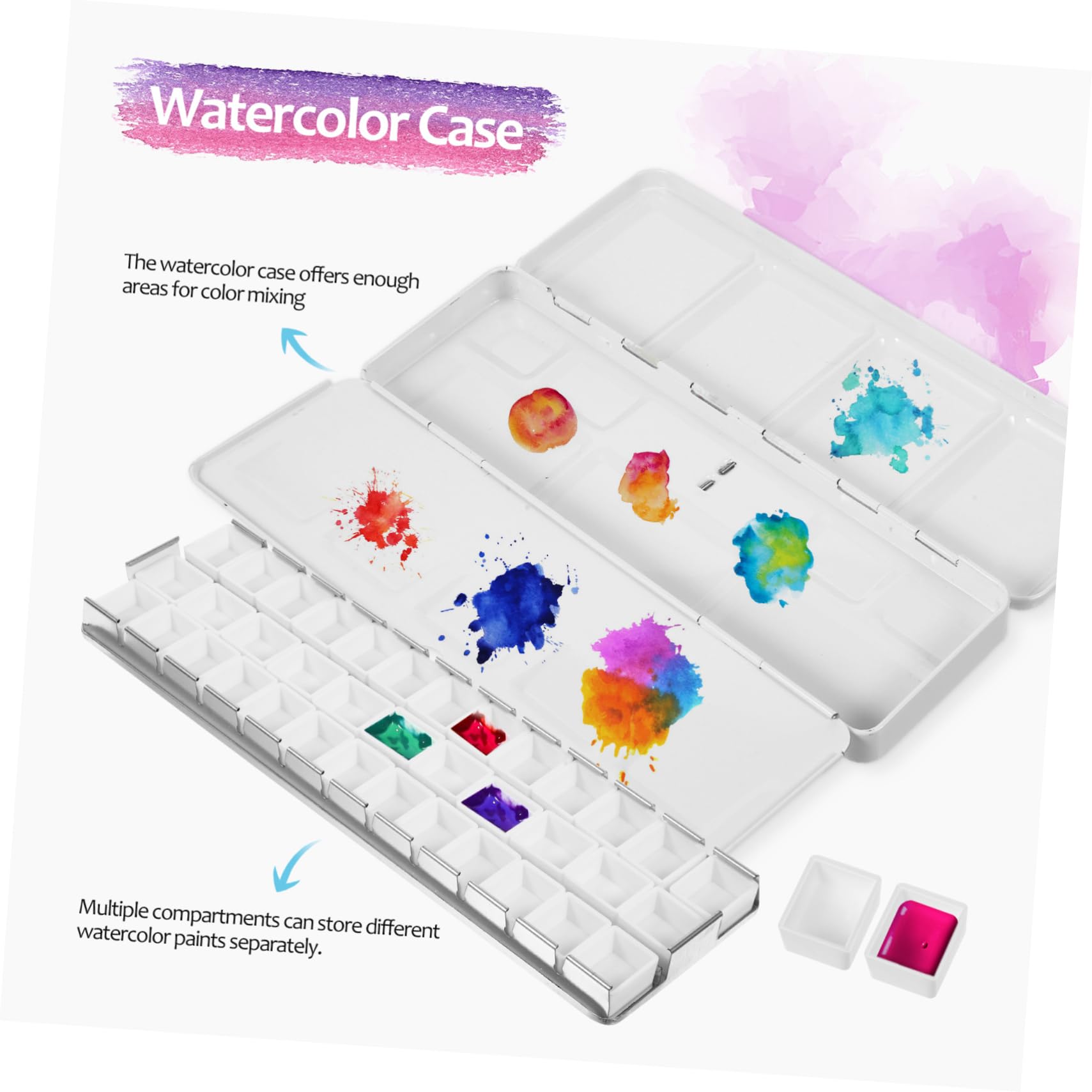 SHINEOFI 4 Pièces Boîte de Palette d'aquarelle Vide casseroles vides Mini boîte Vide pour Aquarelle Palette de Peinture Palette de Couleur Palette Aquarelle Vide Palettes de Peinture Le Fer