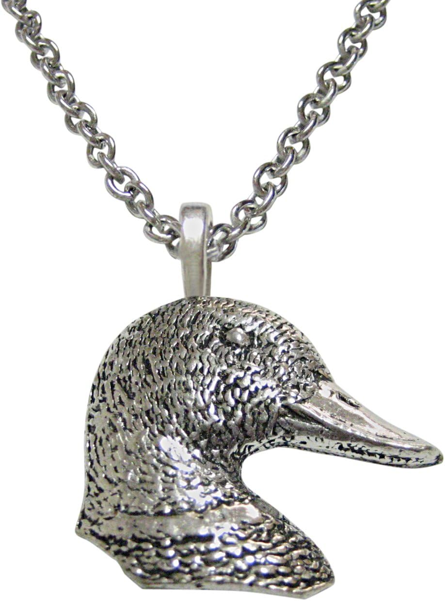 Kiola Designs Mallard Duck Head Pendant Necklace, silver