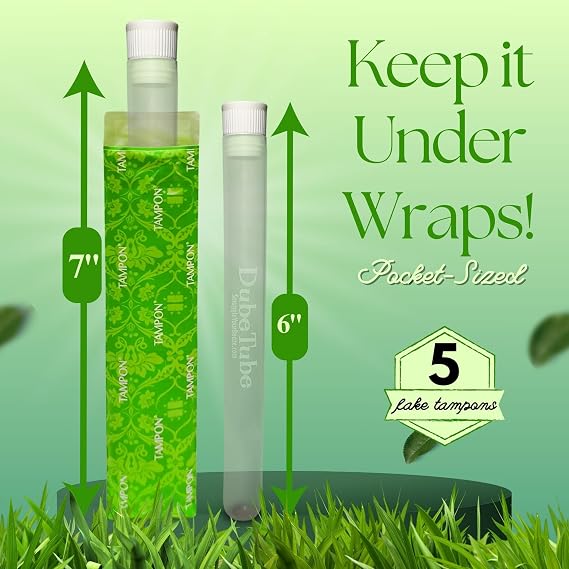 Fake Tampon Dube Tube Container Set by Smuggle Your Booze - Pack of 5 | Clear Plastic Bottles for Pills Herb | Smell-Proof, Waterproof Discreet Flasks for Women