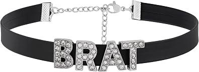 Brat Letter Choker, Black PU Leather Choker Collar, Gothic Punk Necklace