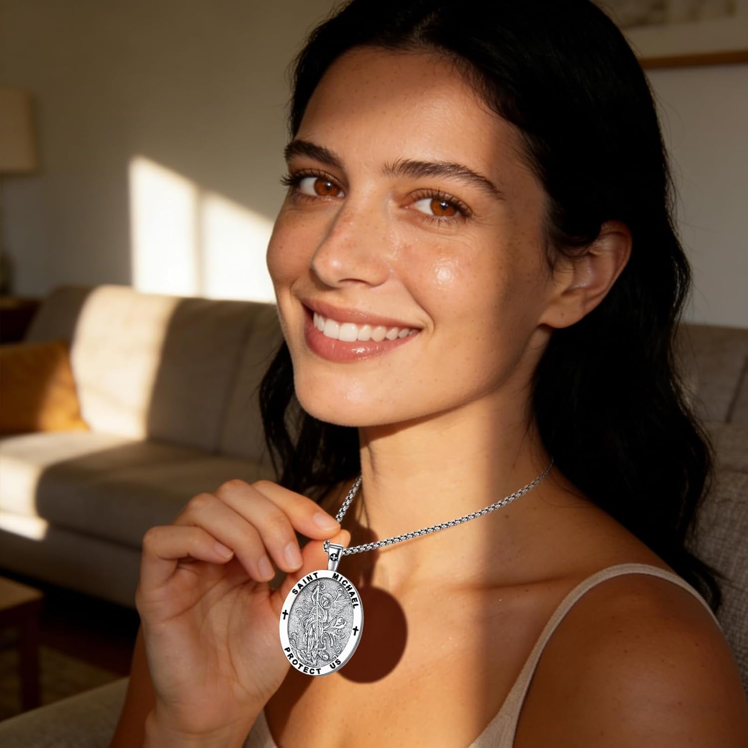 Saint Michael/St Christopher/Virgin Mary Patron Saint Necklace, Gold-Plated Copper Oval Medallion with Bible Verses, Religious Protection Amulet Jewelry for Men Women,Adult Use Only - Image 5