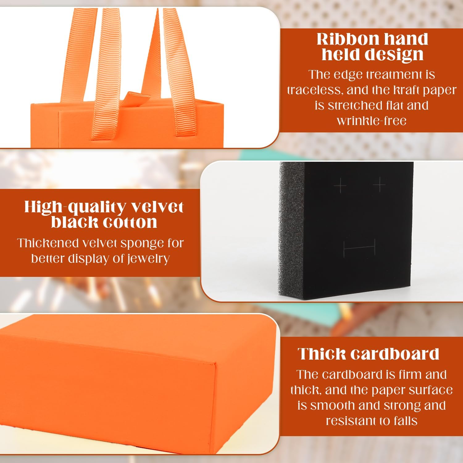 Luxury Jewelry Gift Box,12 Pack Velvet-Lined Jewelry Organizer Compact Drawer Jewelry Box for Earrings & Rings,2 in 1 Jewelry Gift Box Drawer Style with Handle Rope,3.9"D x 3.9"W x 1.65"H (Orange)