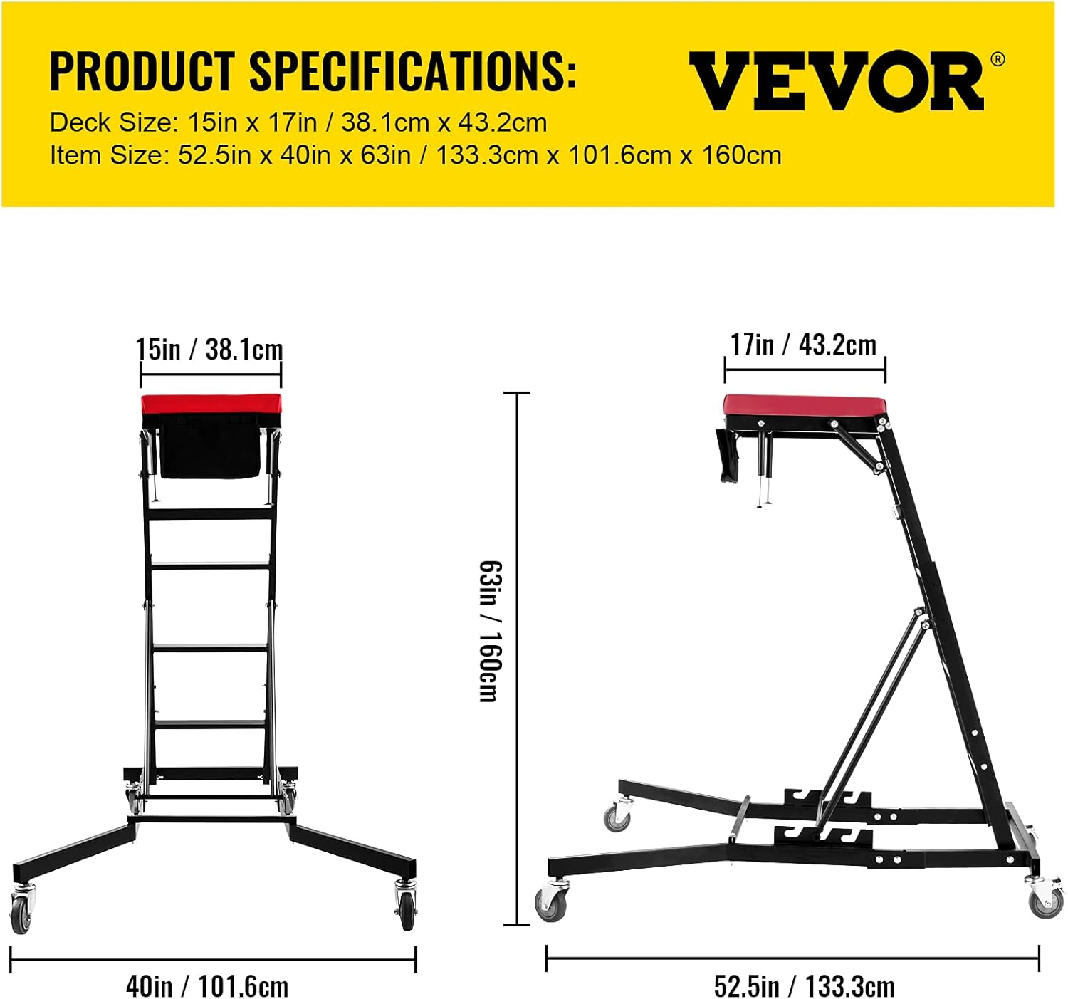 VEVOR Topside Automotive Engine Creeper, Adjustable Height Foldable Topside Creeper, 400LBS Capacity High Top Engine Creeper, w/Four Casters, Padded Deck, for Home Garage, Workshop Repair Maintenance : Automotive