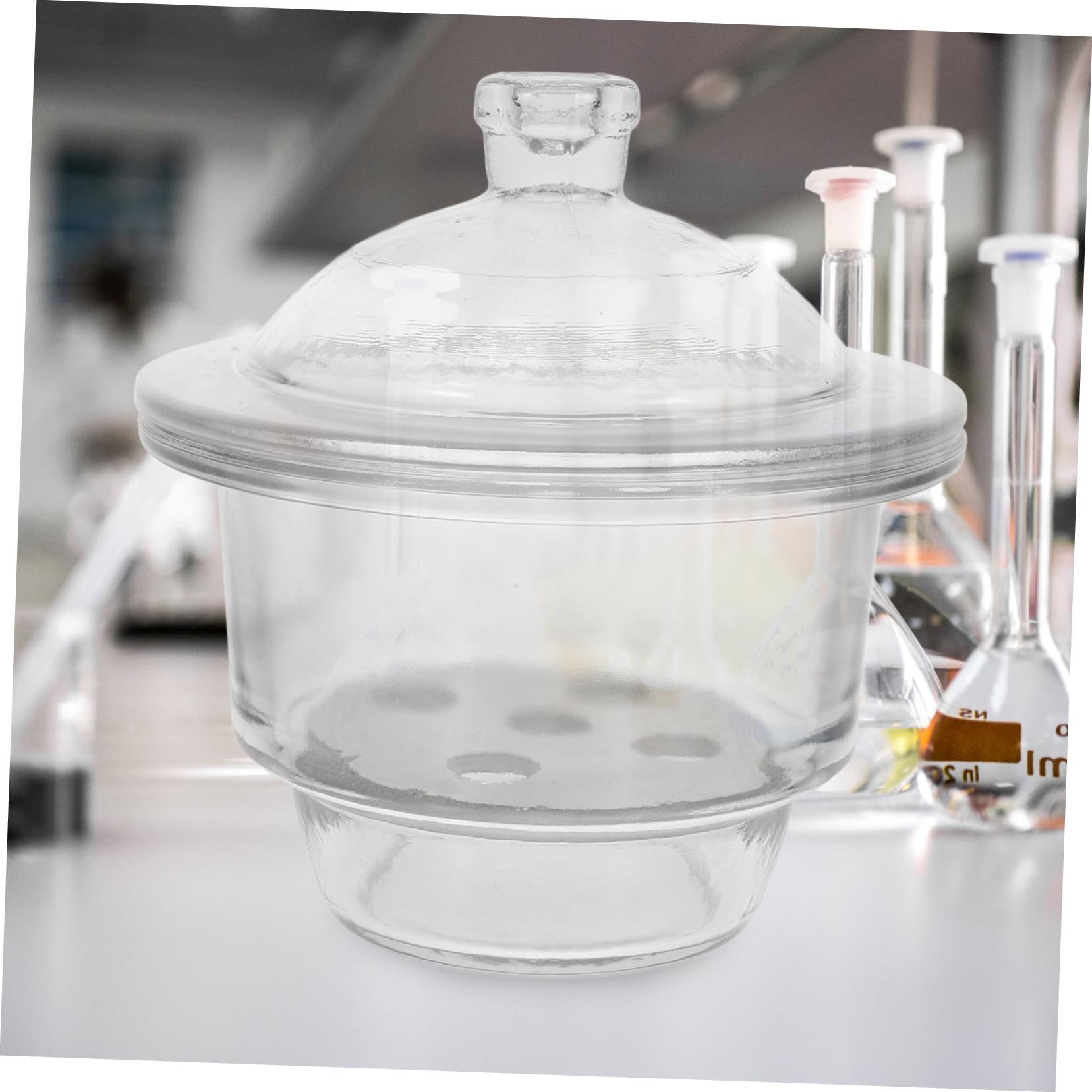 KOMBIUDA Botella Secadora de Laboratorio de Vidrio Transparente de 22 Cm, Desecador al Vacío para Uso en Laboratorios Científicos y Entornos Educativos