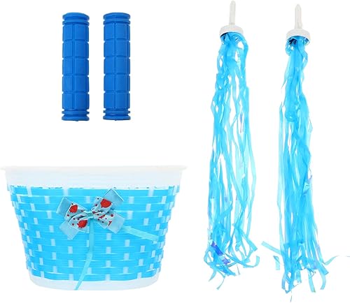 ABOOFAN 1 juego de serpentinas de bicicleta empuñaduras con cesta azul para manillar de bicicleta cubierta scooters bicicleta carretera ciclismo