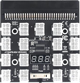 Breakout Board 17 Port 6 Pin LED Display Power Module Server Card Adapter for 1200W 750W PSU GPU Mining BTC E