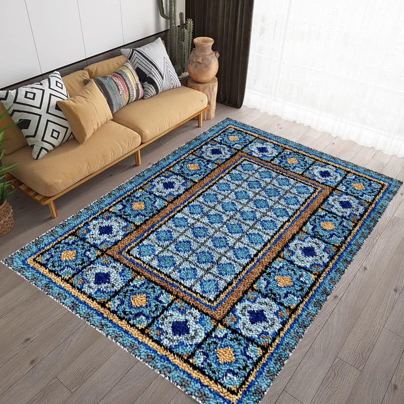 DIY Latch Hook Kits Hand Craft Embroidery DIY Tapestry Carpet Rug Making for Adults, Canvas Yarn Latch Hook Kit DIY Crochet Rug Making Kit for Beginners, Unfinished Crocheting Tapestry 140 x 160 cm