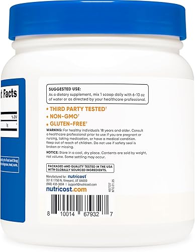 Miniatura 4 de Nutricost L-citrulina pura (base) en polvo (21.16 oz)