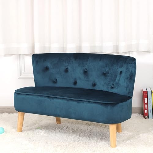 Miniatura 2 de Sofá infantil para 2 plazas/sofá infantil con patas sólidas/silla de sofá para niños con marco de madera resistente, sofá para niños con tela de