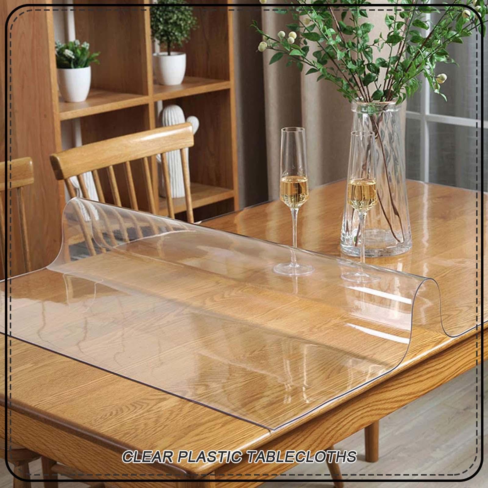 Nappe en PVC transparent de 2 mm d'épaisseur, nappe de table en vinyle résistant à la chaleur pour salle à manger, 75 x 150 cm, protecteur de table en plastique imperméable, parfaite pour la maison et