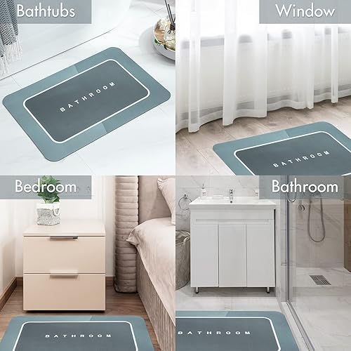Miniatura 6 de MIULEE Diatomaceous Earth - Tapete de baño de piedra fina para debajo de la puerta, con respaldo de goma, súper absorbente, barrera de suciedad de