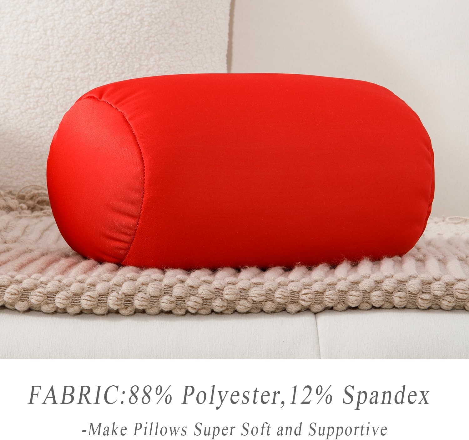 Microbead Neck Body Pillow Tube Microbead Bolster Bean Smooth Cool Pillow Neck Cervical Roll Pillow for Sleeping 7 x 12Inch Throw Travel Pillow (Venetian Red) - Image 6