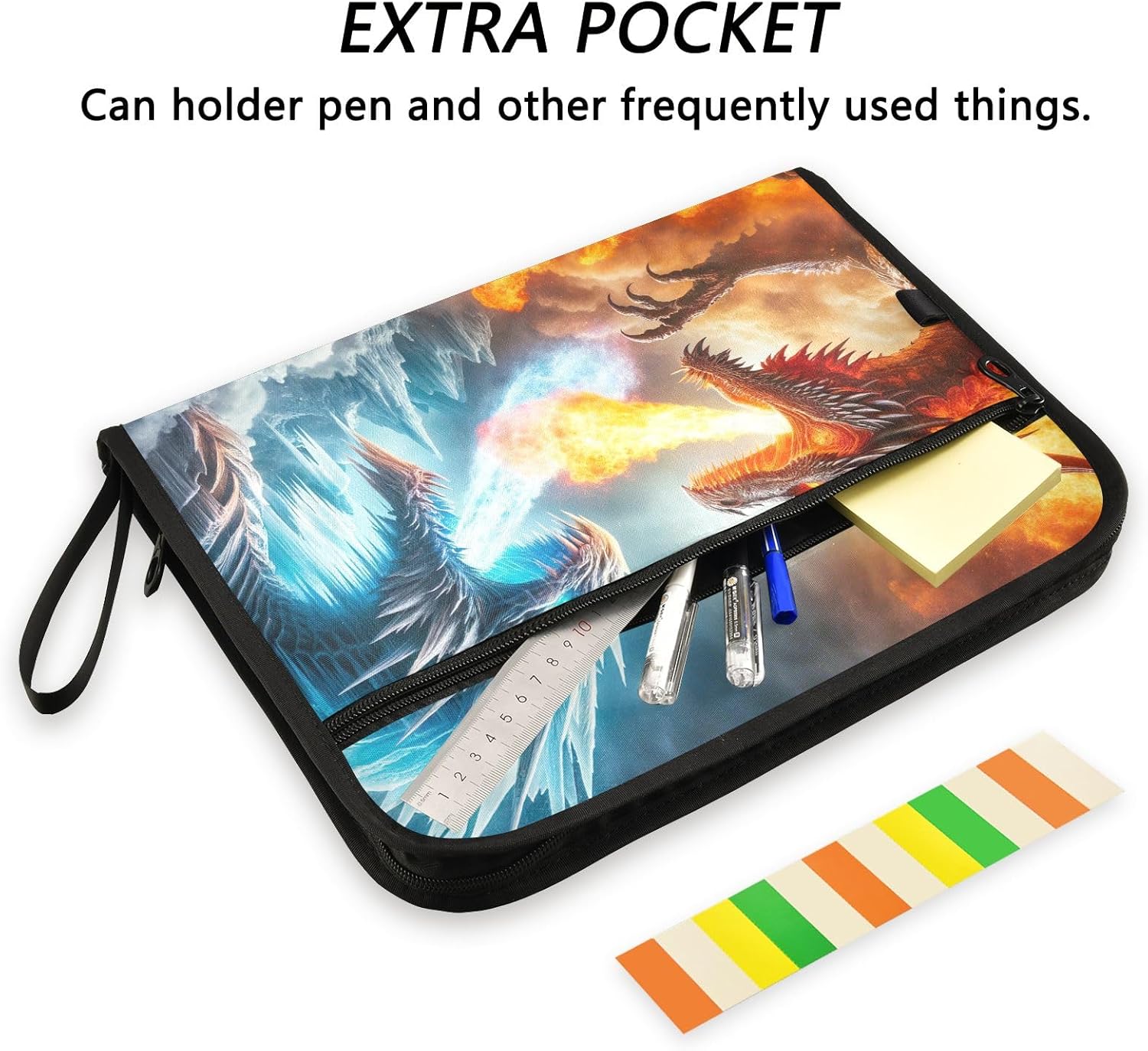 Dragon Ice and Fire Accordion Folder Organizer A4 Letter Size Organizer Folio, Office Folders with Pockets
