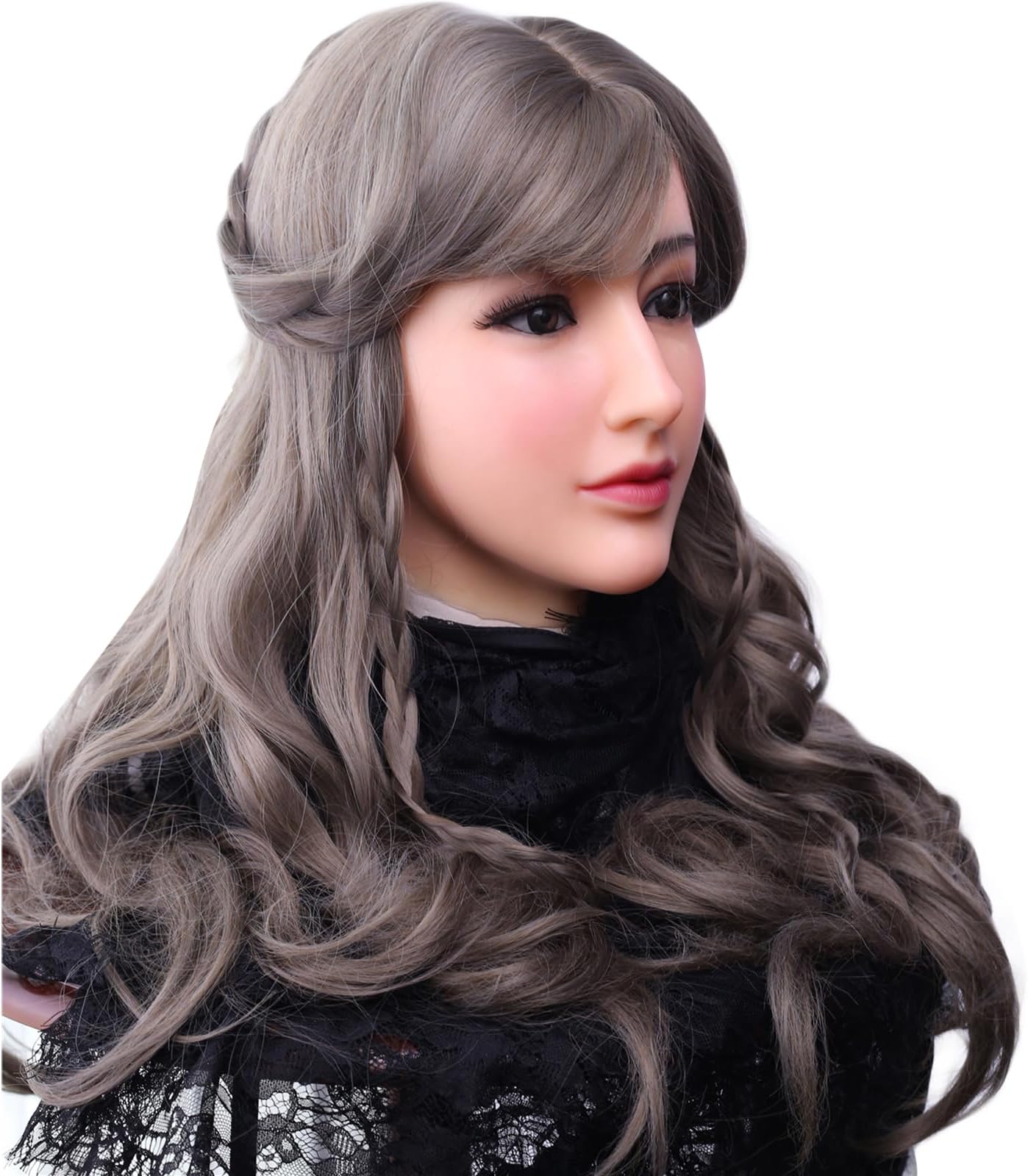 Silicone Mask Realistic Female Mask Full Head Mask Can Makeup for Crossdresser Cosplay Transgender (Beige)