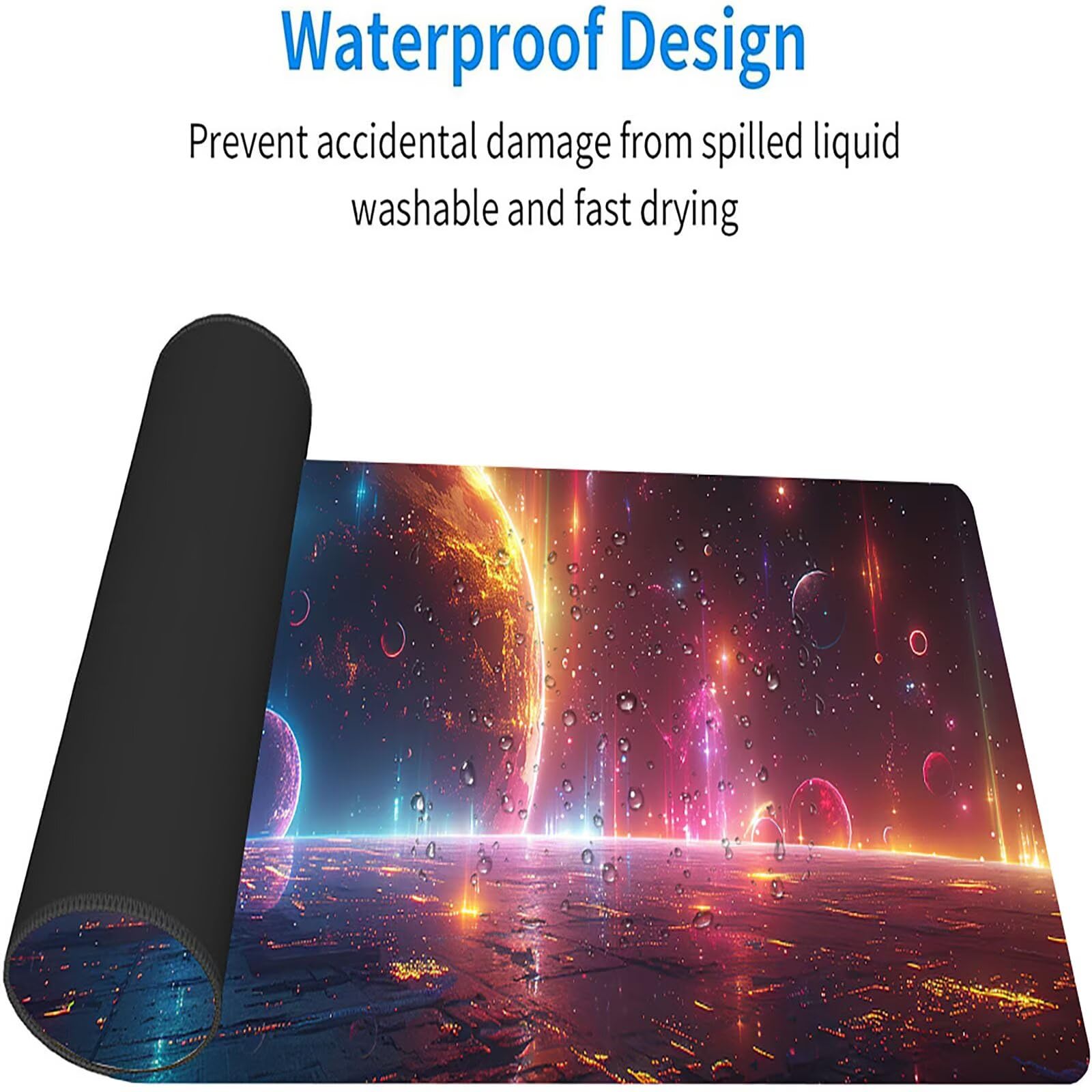 Tappetino Mouse XXL 1500 x 800 mm, Tappetino Mouse Pianeta, Gaming Mousepad Migliorare la Velocità e la Precisione, Mouse Pad con Base in Gomma Antiscivolo, Ufficio Accessori Gaming, Grigio I-1068