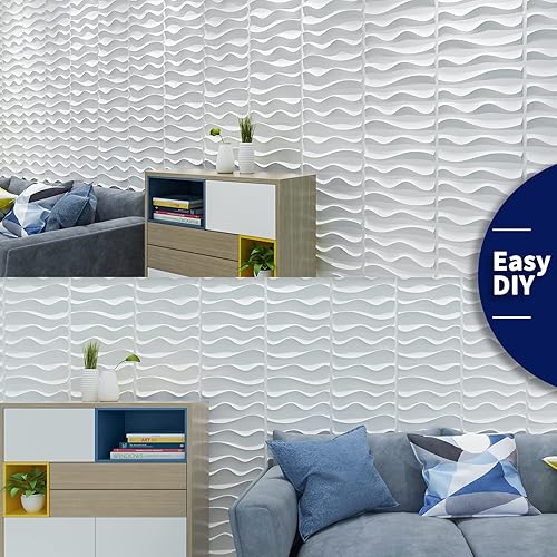 Miniatura 5 de Art3dwallpanels Paquete de 33 paneles de pared 3D para decoración de pared interior, pared decorativa con textura de PVC, elegante papel tapiz 3D