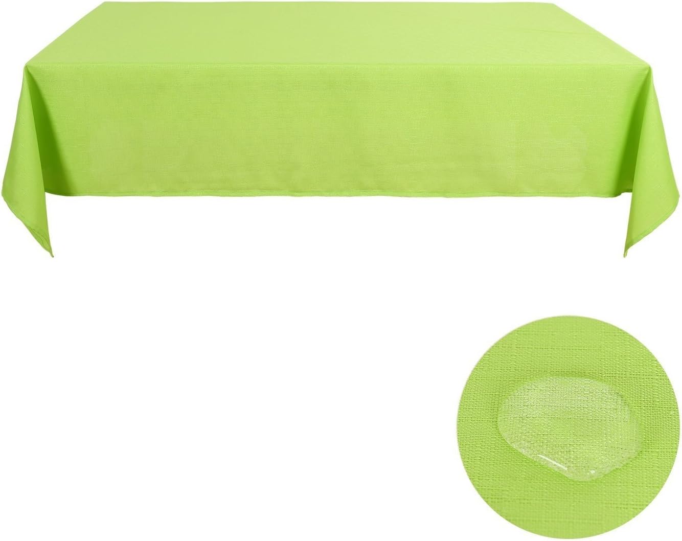 Deconovo Solid Faux Linen Water Resistant Tablecloth Oblonge Table Cloth for Kitchen Tables 54W x 72L Inch Fluorescent Green