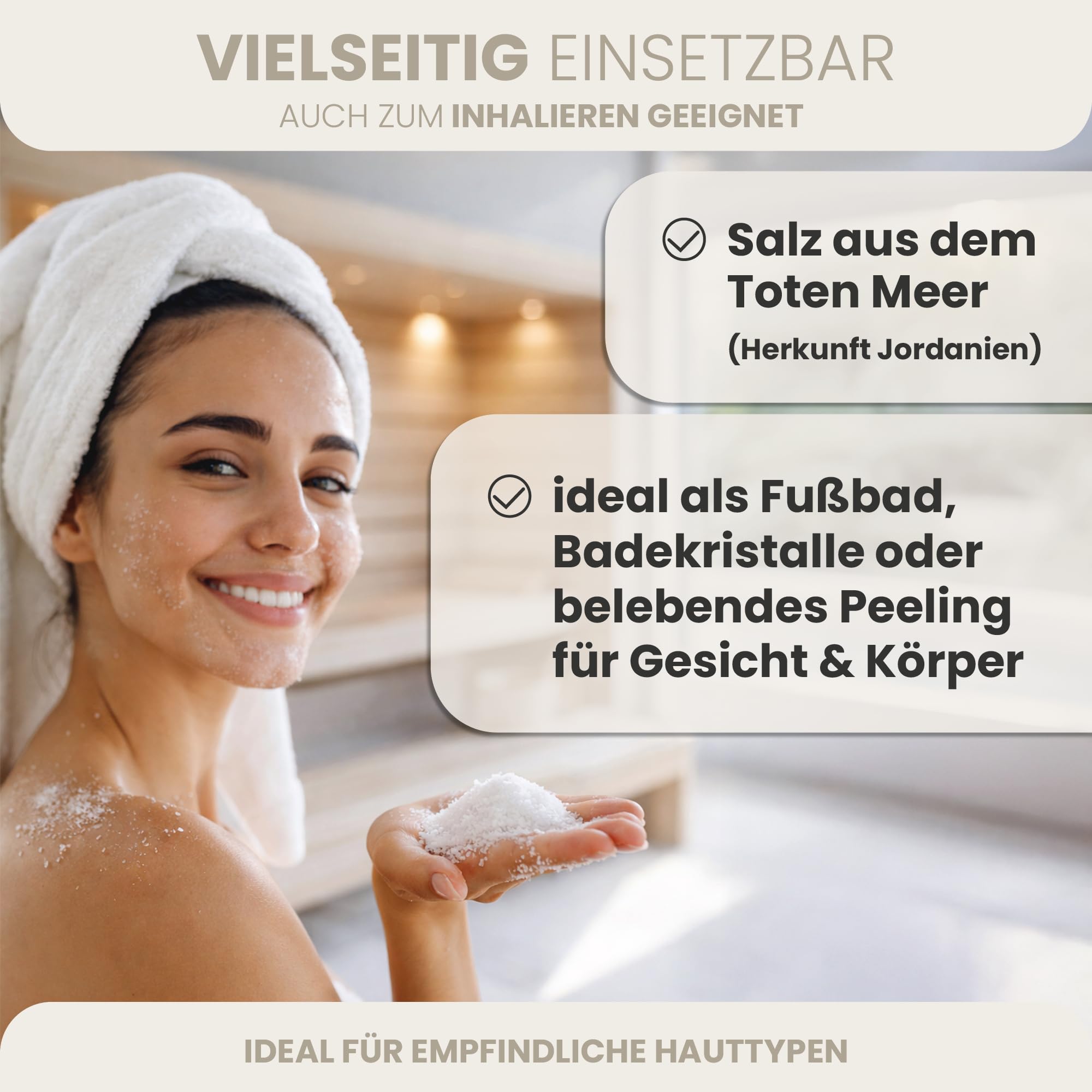 HAF Sales de baño de alta calidad del Mar Muerto de Jordania (2 cubos de 5 kg) – Sal marina pura natural gruesa para bienestar y alivio del estrés – Sal mineral para baño y cuidado corporal para
