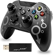 Wireless Controller for Xbox One, 2.4 GHZ Bluetooth Game Controller Plug and Play, Bluetooth Remote Joypad for Xbox One/Xbox One S/Xbox One X/Xbox Series X/PS3/PC, No Headset Jack(Black)