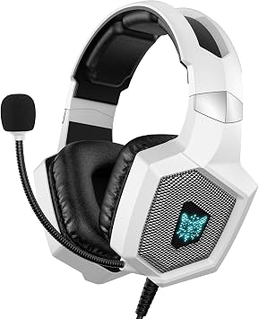 Gaming Headset with Microphone, Gaming Headphones Compatible for PS4 PS5 Xbox PC with RGB Lights, PlayStation Headset with Noise Reduction 7.1 Surround Sound Over-Ear and Wired 3.5mm Jack