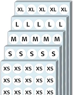 Size Stickers for Clothing, Small Medium Large Shirt Sizing Labels (XS S M L XL)