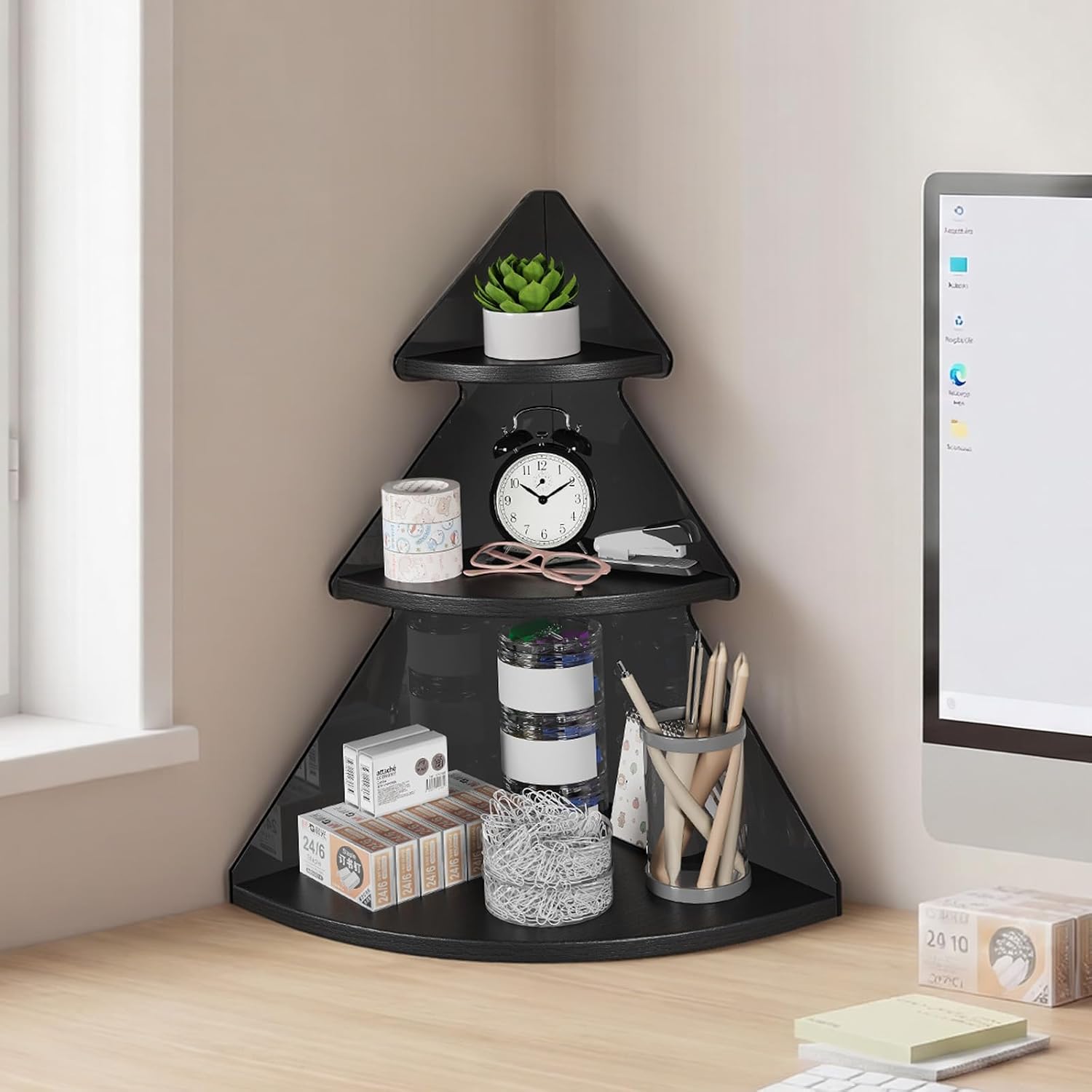 3-Tier Bathroom Organizer,90° Right Angle Bathroom Counter Organizer,Corner Shelf,Vanity Organizer,Perfume Organizer,Desk Organizer,Bathroom Organizers and Storage for Perfume,Towels,Skincare