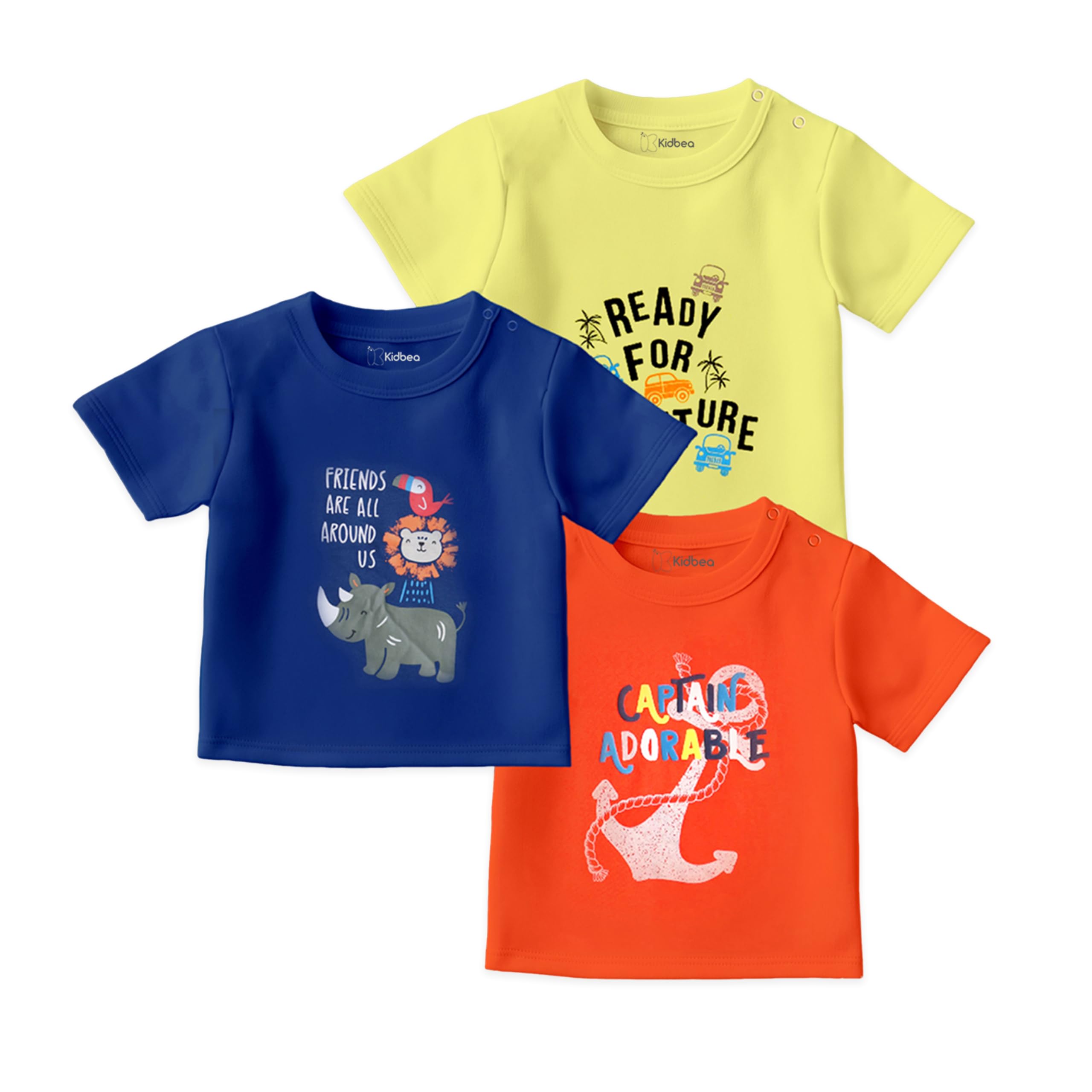 Kidbea Organic Cotton T-Shirts for Boys & Girls Short Sleeve Regular Fit Festive Styles in Vibrant Colors and Patterns for Kids and Toddlers