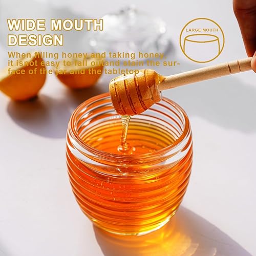 Miniatura 2 de Dispensador de miel de vidrio de 9 onzas, tarro de miel de vidrio con gotero, maceta de cristal transparente para la cocina del hogar, almacena miel
