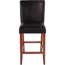 HomePop Counter Stool, 29-Inch, Dark Brown Faux Leather
