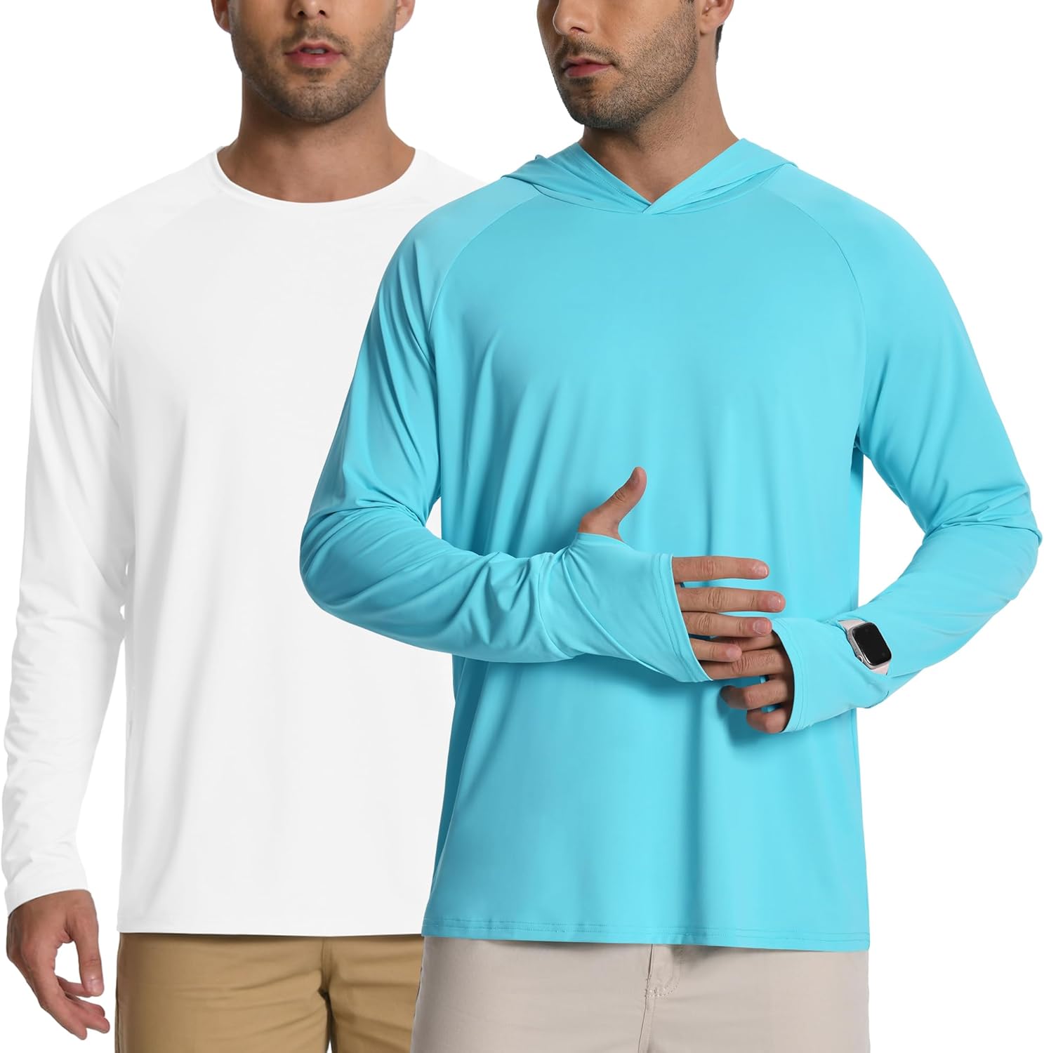 Men's Sun Protection Hoodie Shirt UPF 50+ Long Sleeve Swim Shirt Lightweight Fishing Shirts Running Rash Guards