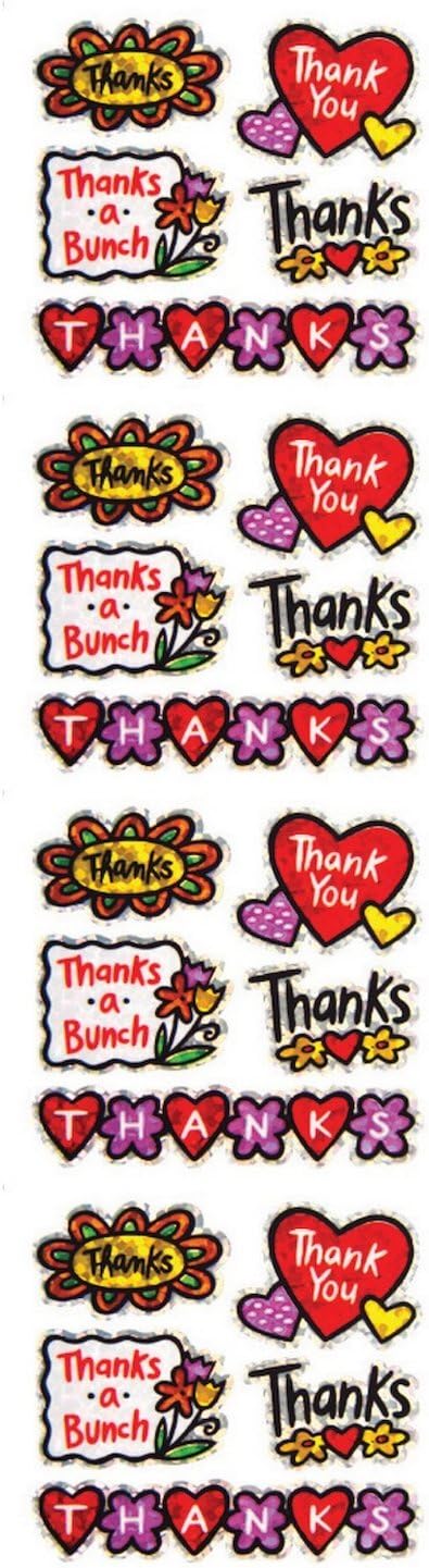 Jillson Roberts Prismatic Stickers, Thank You, 12-Sheet Count (S7283)