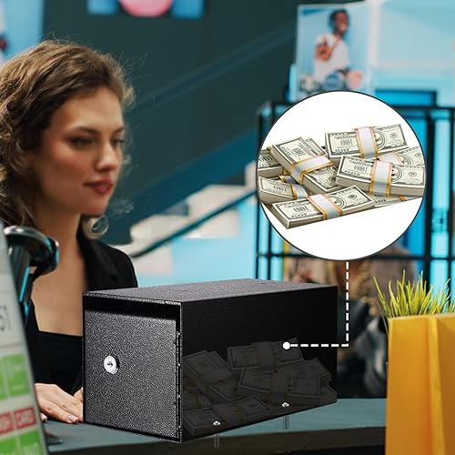 Miniatura 2 de Caja fuerte de acero grueso, caja de seguridad montable con cerradura y ranura resistente a las palancas, cajas fuertes de depósito de alquiler de