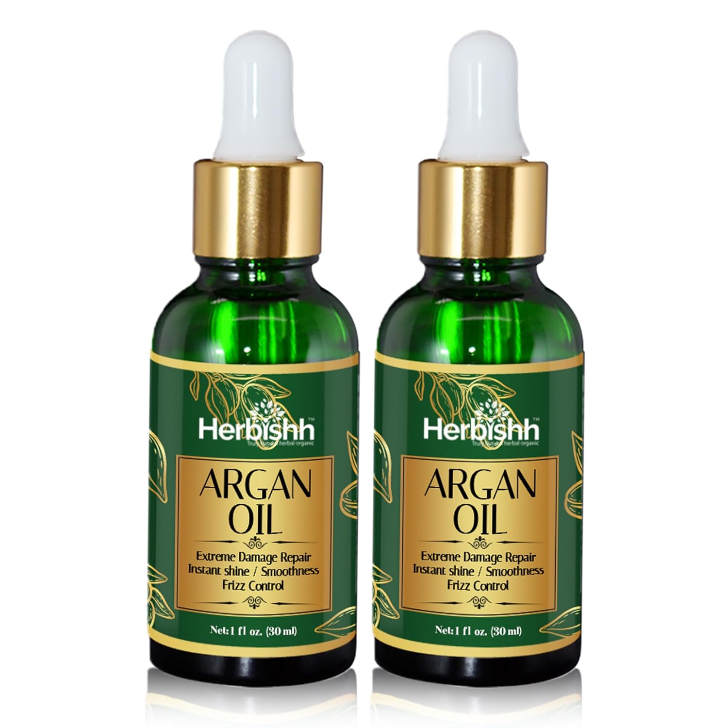 Herbishh Amazing Argan Oil, Pure Moroccan Argan Oil for Skin & Hair, Repair Damaged Hair, Deep Nourish Anti-UV-30ML-(2pack)